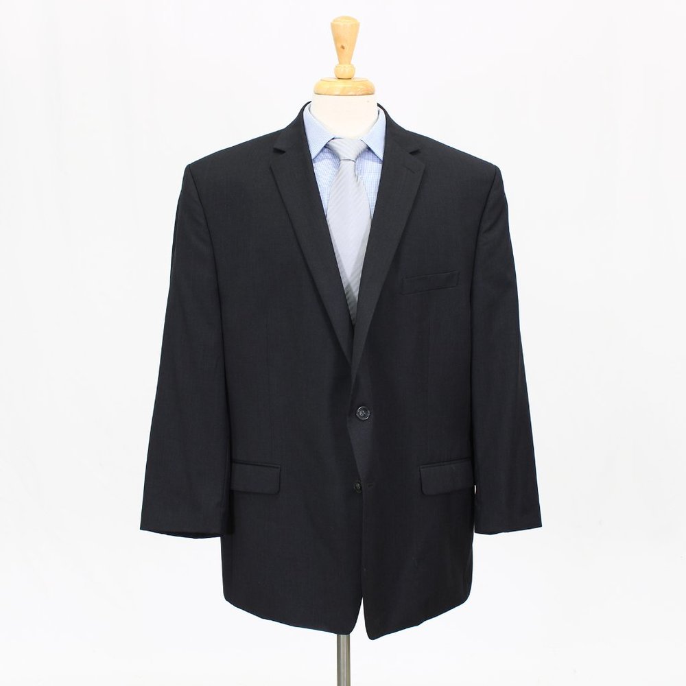 Calvin Klein 50r Gray Solid Wool 2-Button Sport Coat Blazer Jacket P568